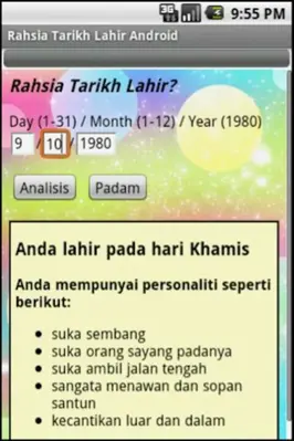 Rahsia Tarikh Lahir Android android App screenshot 0