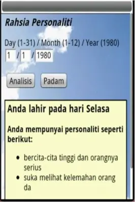 Rahsia Tarikh Lahir Android android App screenshot 1